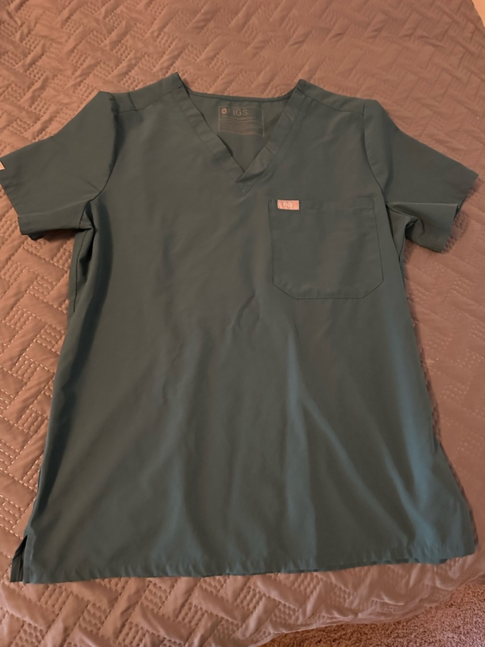 Figs Teal V-Neck Medical Scrub Top